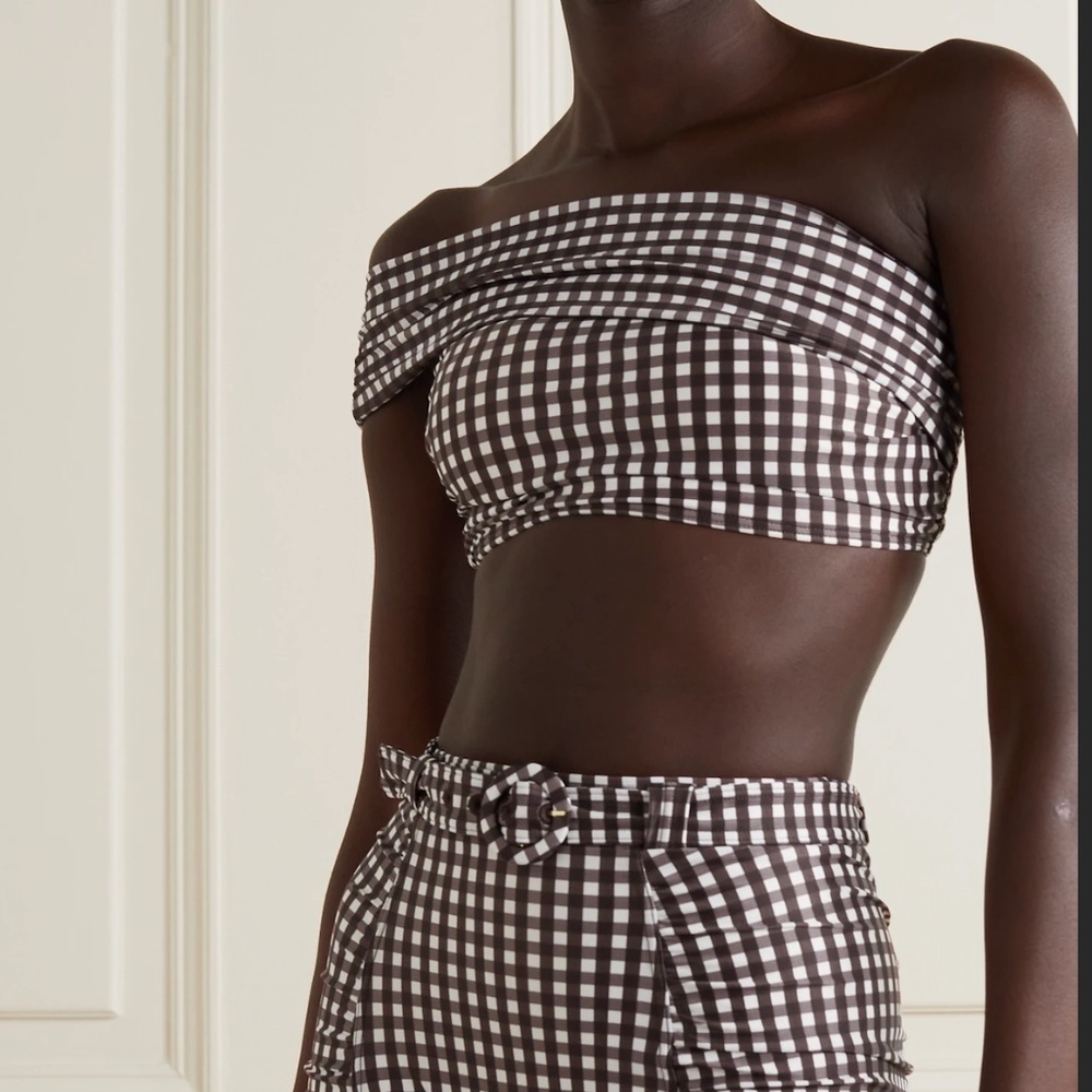 Peony || Sunday Gingham One Shoulder Bikini Top